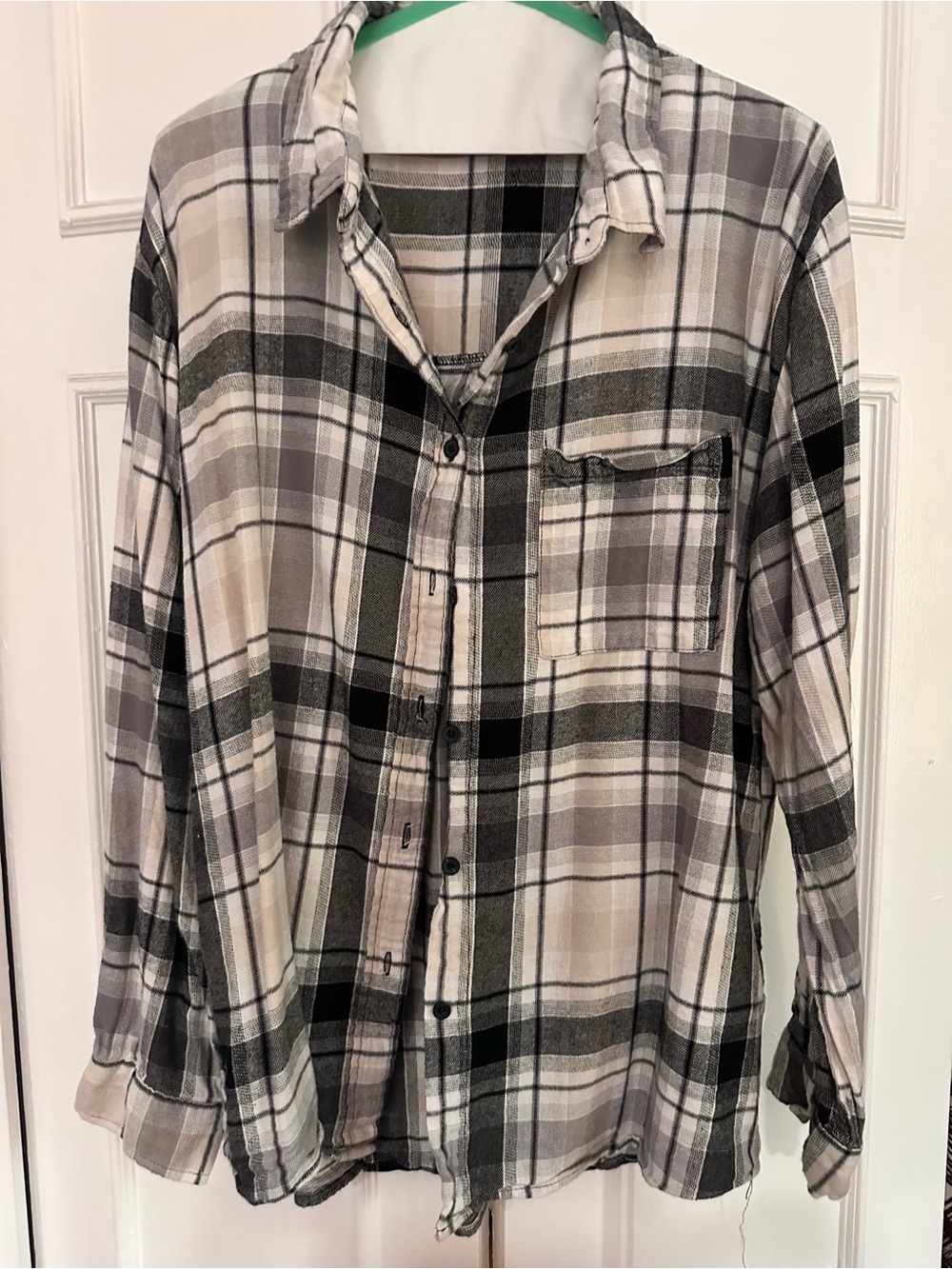 Cotton On Plaid Button-Down Shirt - Black, Gray, White